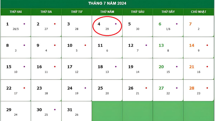 Lịch âm 4/7 - Âm lịch hôm nay 4/7 - Lịch vạn niên ngày 4/7/2024- Ảnh 1.