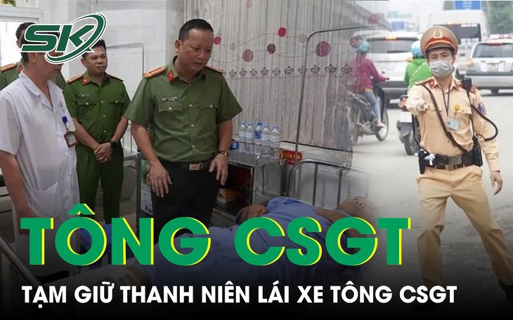 Bị CSGT dừng xe, thanh niên lái xe tông thẳng vào Đại uý công an
