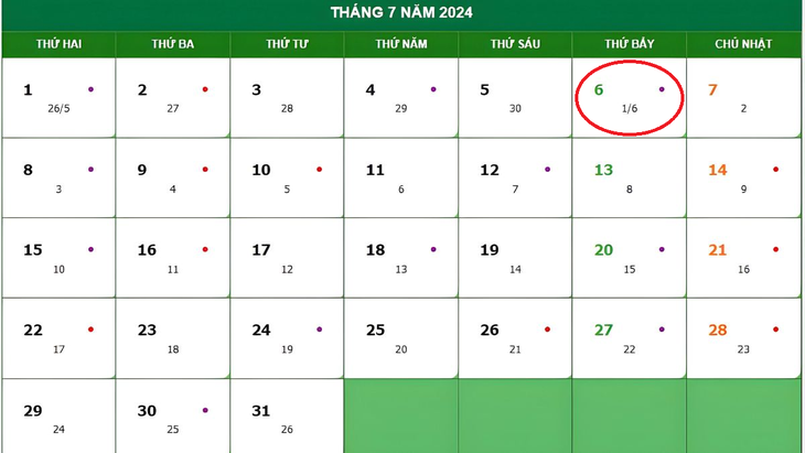 Lịch âm 6/7 - Âm lịch hôm nay 6/7 - Lịch vạn niên ngày 6/7/2024- Ảnh 1.