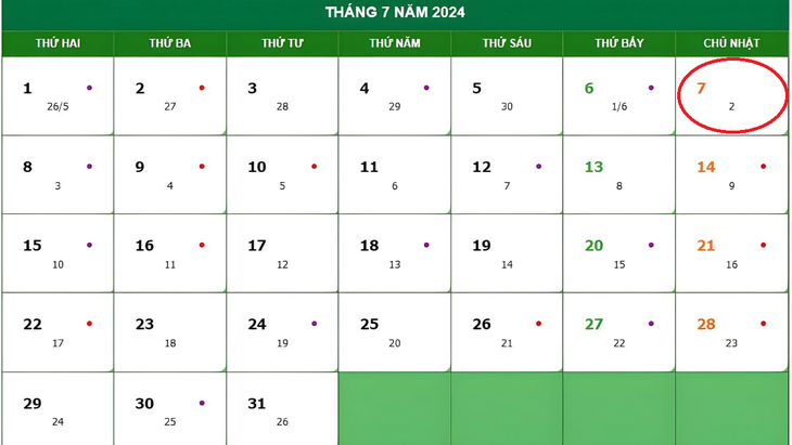 Lịch âm 7/7 - Âm lịch hôm nay 7/7 - Lịch vạn niên ngày 7/7/2024- Ảnh 1.