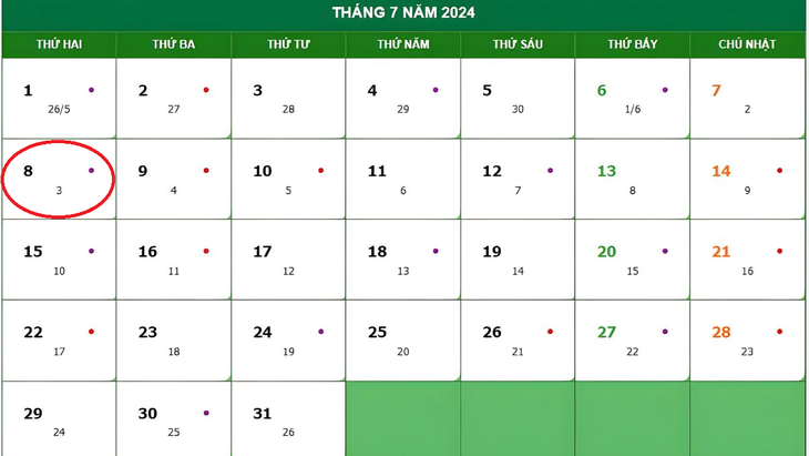 Lịch âm 8/7 - Âm lịch hôm nay 8/7 - Lịch vạn niên ngày 8/7/2024- Ảnh 1.