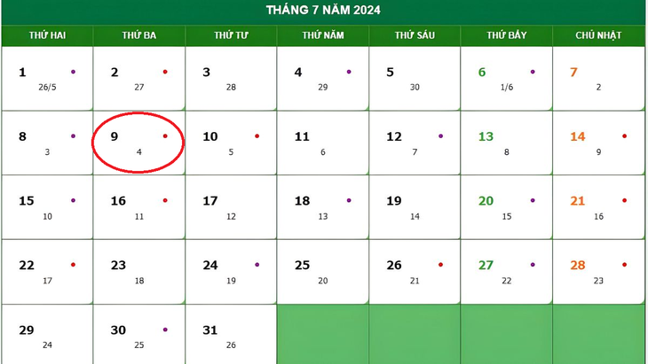 Lịch âm 9/7 - Âm lịch hôm nay 9/7 - Lịch vạn niên ngày 9/7/2024- Ảnh 1.