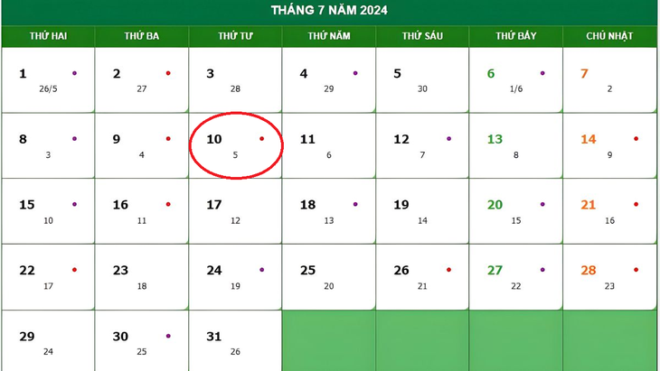Lịch âm 10/7 - Âm lịch hôm nay 10/7 - Lịch vạn niên ngày 10/7/2024- Ảnh 1.