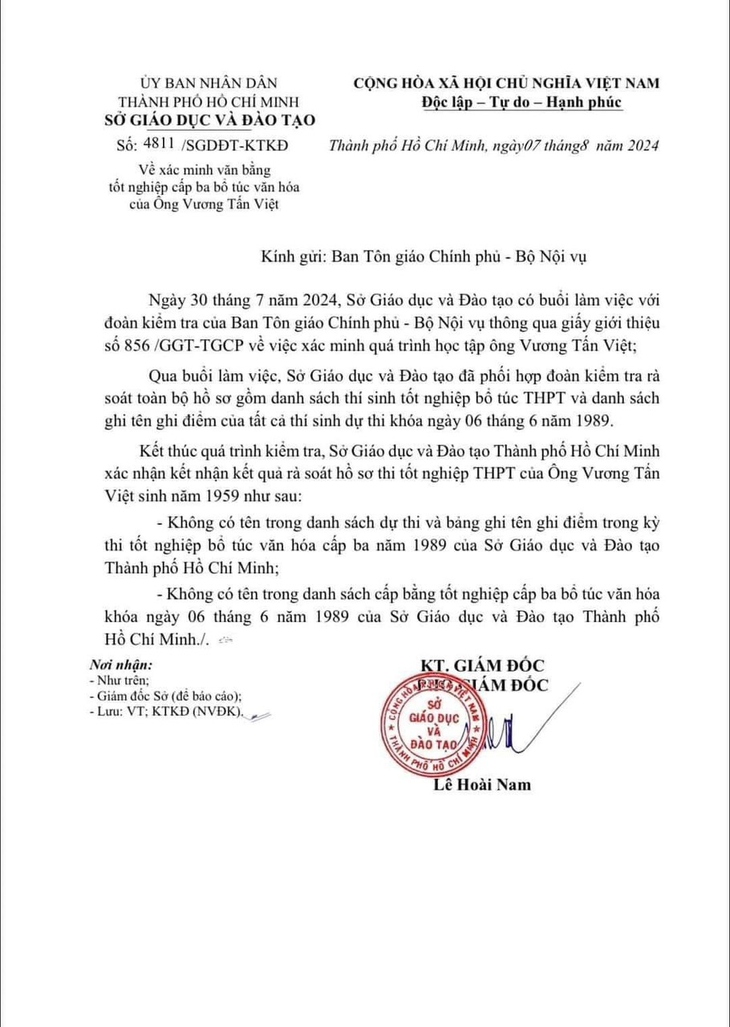 Cần rà soát quá trình học tập của ông Vương Tấn Việt- Ảnh 2.