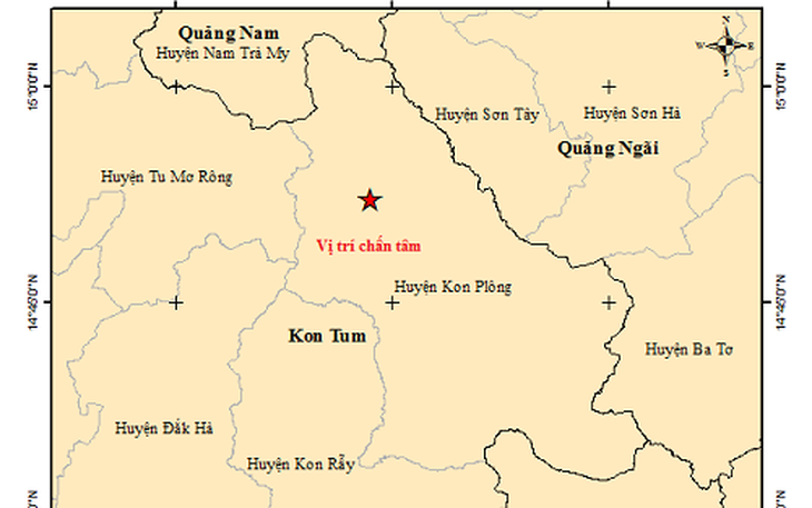 Động đất mạnh 3.3 độ gây rung lắc ở Kon Tum