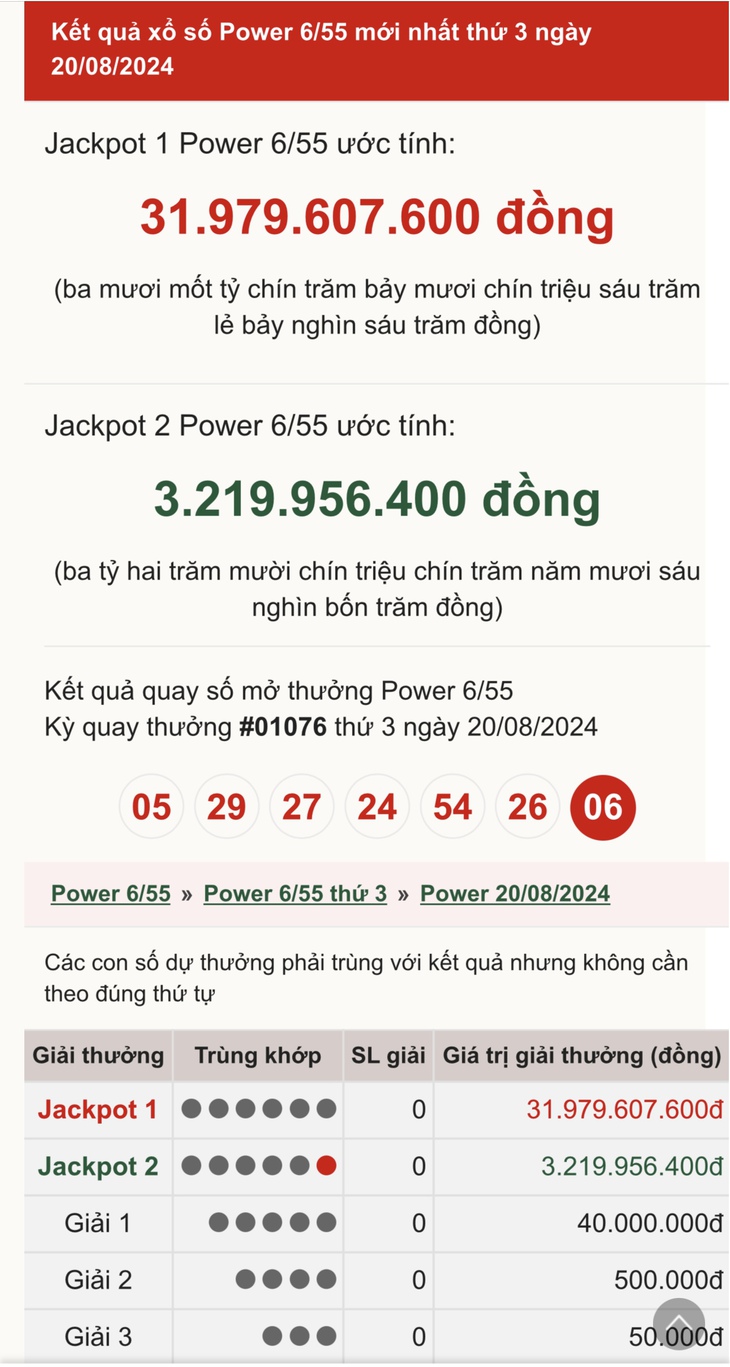 Vietlott 3/9 - Kết quả xổ số Vietlott hôm nay 3/9/2024 - Xổ số Power 6/55 ngày 3/9- Ảnh 7. Vietlott 3/9 - Kết quả xổ số Vietlott hôm nay 3/9/2024 - Xổ số Power 6/55 ngày 3/9- Ảnh 7.