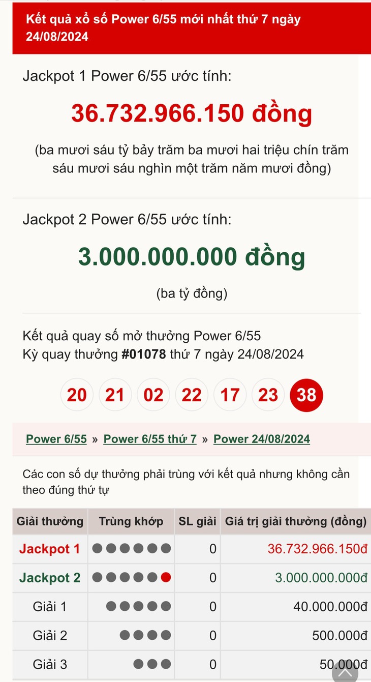 Vietlott 7/9 - Kết quả xổ số Vietlott hôm nay 7/9/2024 - Xổ số Power 6/55 ngày 7/9- Ảnh 7. Vietlott 7/9 - Kết quả xổ số Vietlott hôm nay 7/9/2024 - Xổ số Power 6/55 ngày 7/9- Ảnh 7.