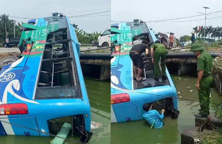 Video xe tải đâm xe buýt bay xuống mương nước- Ảnh 3. Video xe tải đâm xe buýt bay xuống mương nước- Ảnh 3.