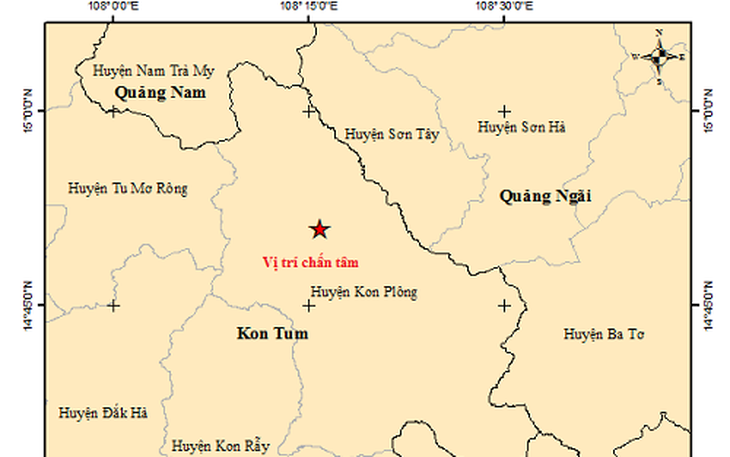 Lại động đất mạnh đến 4.2 độ ở Kon Tum gây rung lắc cho Đà Nẵng, Quảng Nam