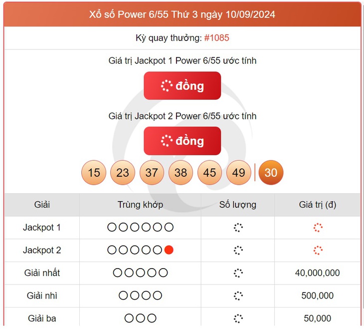Vietlott 10/9 - Kết quả xổ số Vietlott hôm nay 10/9/2024 - Xổ số Power 6/55 ngày 10/9- Ảnh 1. Vietlott 10/9 - Kết quả xổ số Vietlott hôm nay 10/9/2024 - Xổ số Power 6/55 ngày 10/9- Ảnh 1.