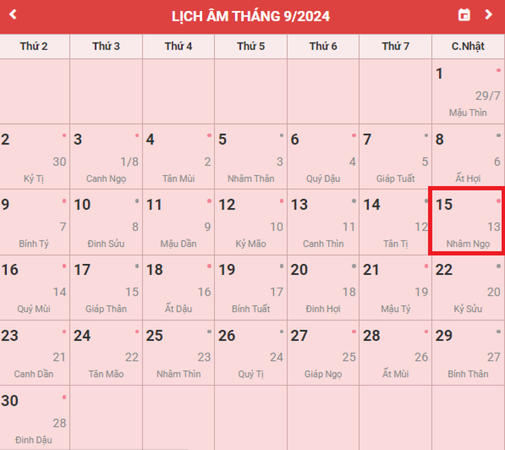 Lịch âm 15/9 - Âm lịch hôm nay 15/9 - Lịch vạn niên ngày 15/9/2024- Ảnh 1. Lịch âm 15/9 - Âm lịch hôm nay 15/9 - Lịch vạn niên ngày 15/9/2024- Ảnh 1.