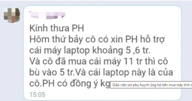 Cô giáo xin phụ huynh hỗ trợ tiền mua máy tính: 'Vi phạm cả đạo lý và pháp lý'- Ảnh 1.