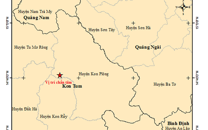Động đất liên tiếp ở Kon Tum và Quảng Nam gây rung lắc