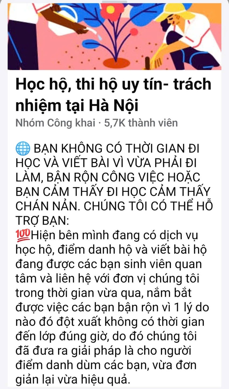 Học hộ, thi hộ trên mạng xã hội nhan nhản như 'nấm sau mưa' - Ảnh 1. Học hộ, thi hộ trên mạng xã hội nhan nhản như 'nấm sau mưa' - Ảnh 1.