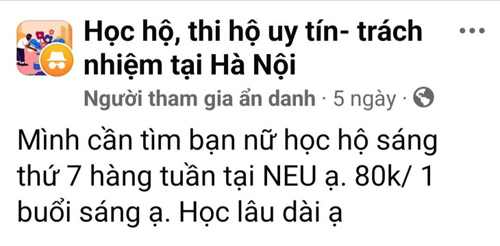 Học hộ, thi hộ trên mạng xã hội nhan nhản như 'nấm sau mưa' - Ảnh 2. Học hộ, thi hộ trên mạng xã hội nhan nhản như 'nấm sau mưa' - Ảnh 2.