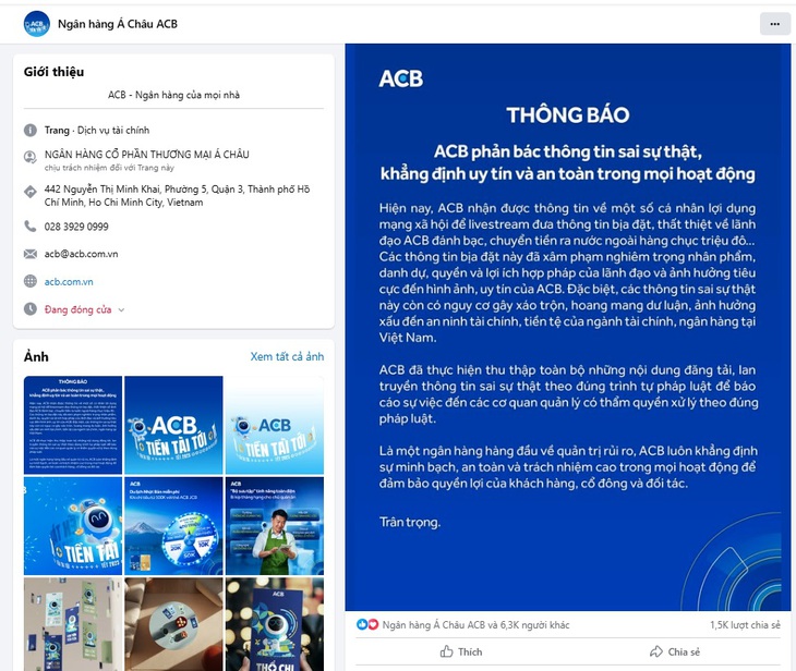 Diễn biến mới liên quan thông tin lãnh đạo ACB đánh bạc- Ảnh 1.