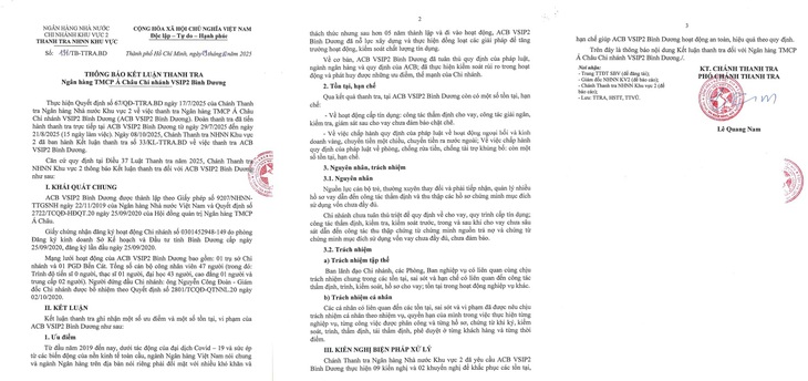 Thanh tra phát hiện sai sót tại Ngân hàng ACB Vsip2 Bình Dương- Ảnh 2.