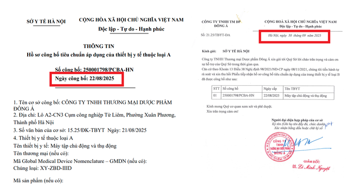 Dược phẩm Đông Á xin thu hồi phiếu tiếp nhận hồ sơ công bố tiêu chuẩn áp dụng của trang thiết bị y tế- Ảnh 2.