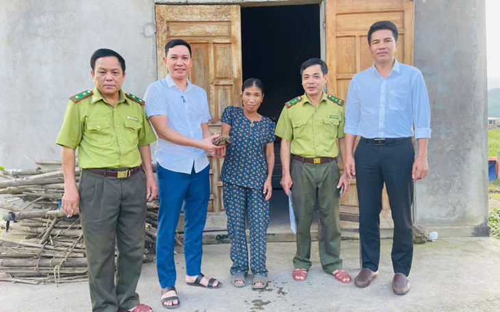 Cá thể rùa quý hiếm trong Sách đỏ bò vào vườn nhà dân