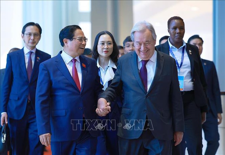 Thủ tướng Phạm Minh Chính và Tổng Thư ký Liên hợp quốc dự Họp báo Lễ mở ký Công ước Hà Nội- Ảnh 2.