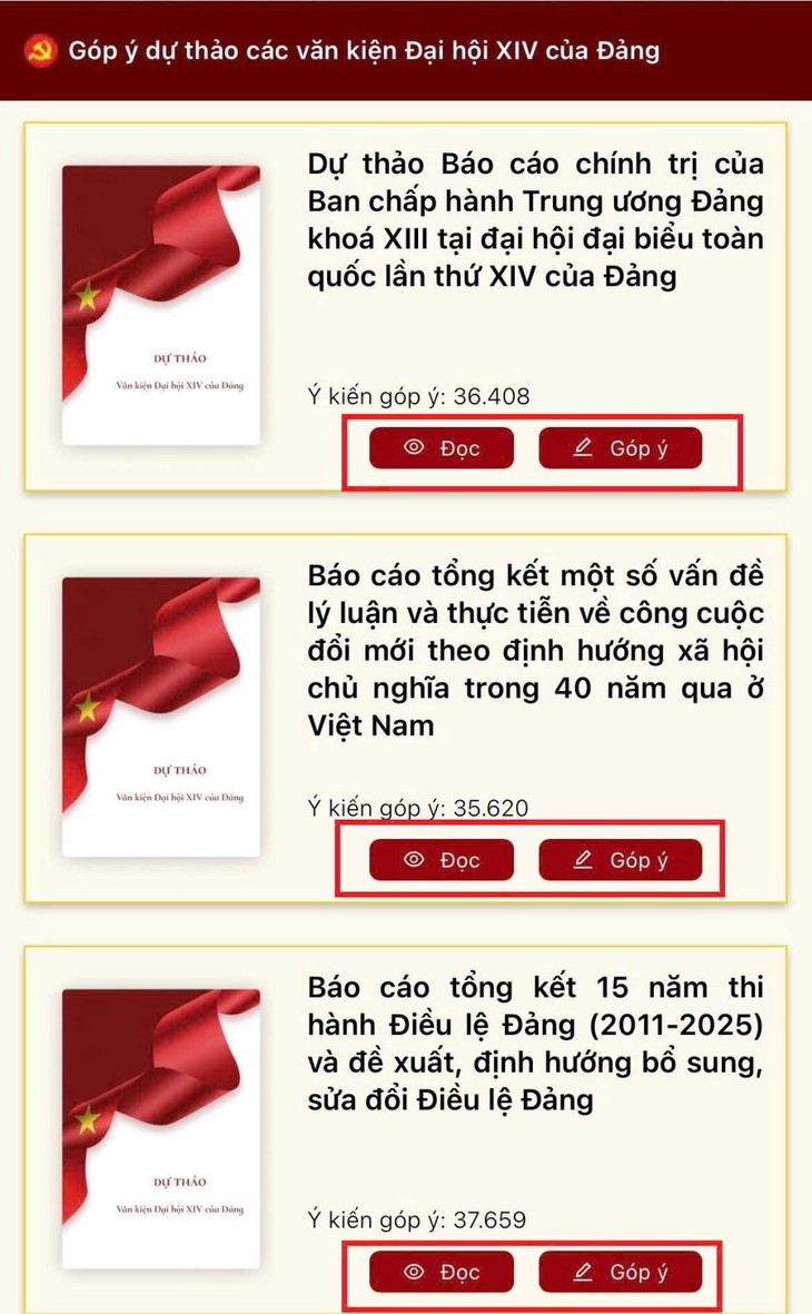 Hướng dẫn góp ý các dự thảo văn kiện trình Đại hội XIV của Đảng trên ứng dụng VNeID- Ảnh 3. Hướng dẫn góp ý các dự thảo văn kiện trình Đại hội XIV của Đảng trên ứng dụng VNeID- Ảnh 3.