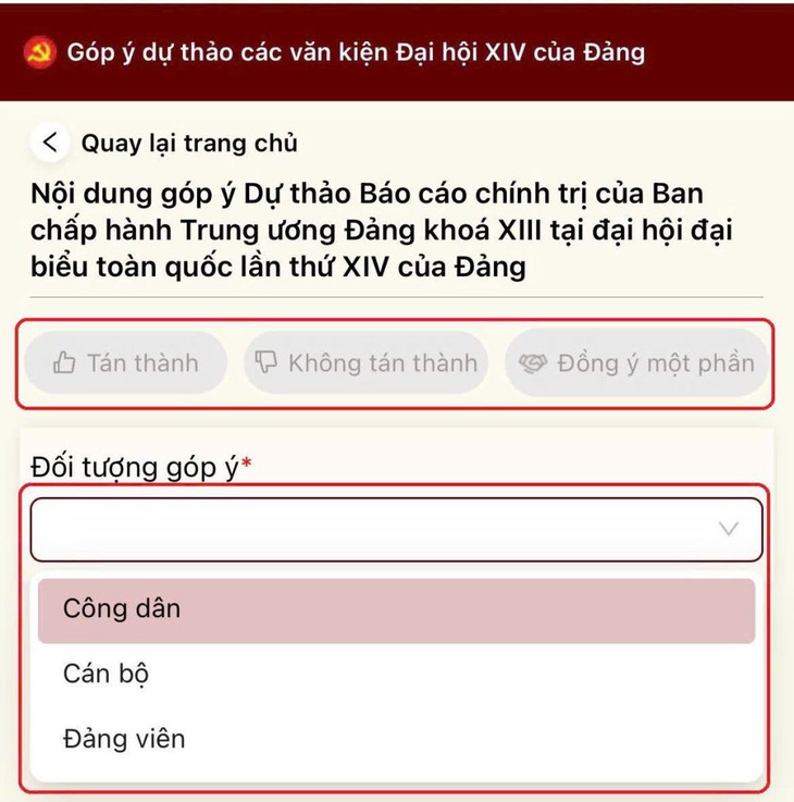 Hướng dẫn góp ý các dự thảo văn kiện trình Đại hội XIV của Đảng trên ứng dụng VNeID- Ảnh 4. Hướng dẫn góp ý các dự thảo văn kiện trình Đại hội XIV của Đảng trên ứng dụng VNeID- Ảnh 4.