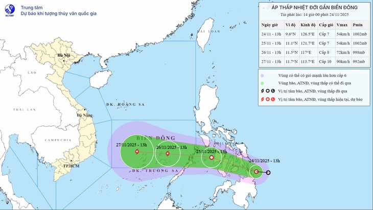 Áp thấp nhiệt đới tiến gần Biển Đông, mạnh lên thành bão ngày 26/11- Ảnh 2.