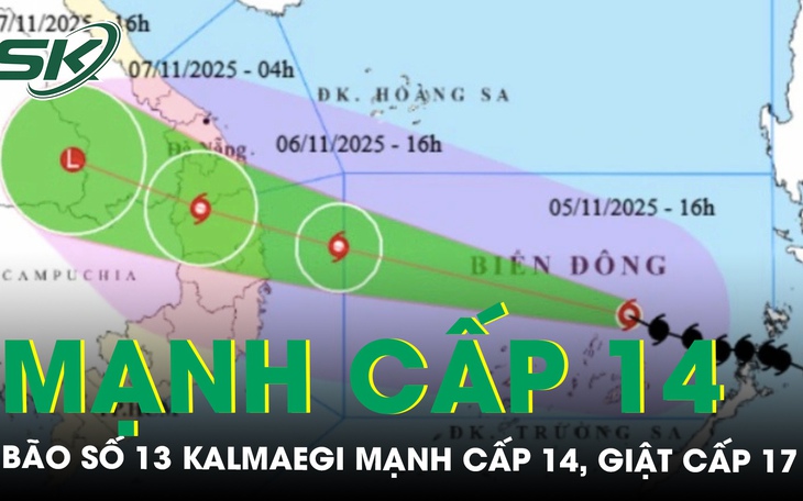Tin bão số 13 Kalmaegi mới nhất: Mạnh cấp 14 giật cấp 17, di chuyển nhanh hướng vào miền Trung
