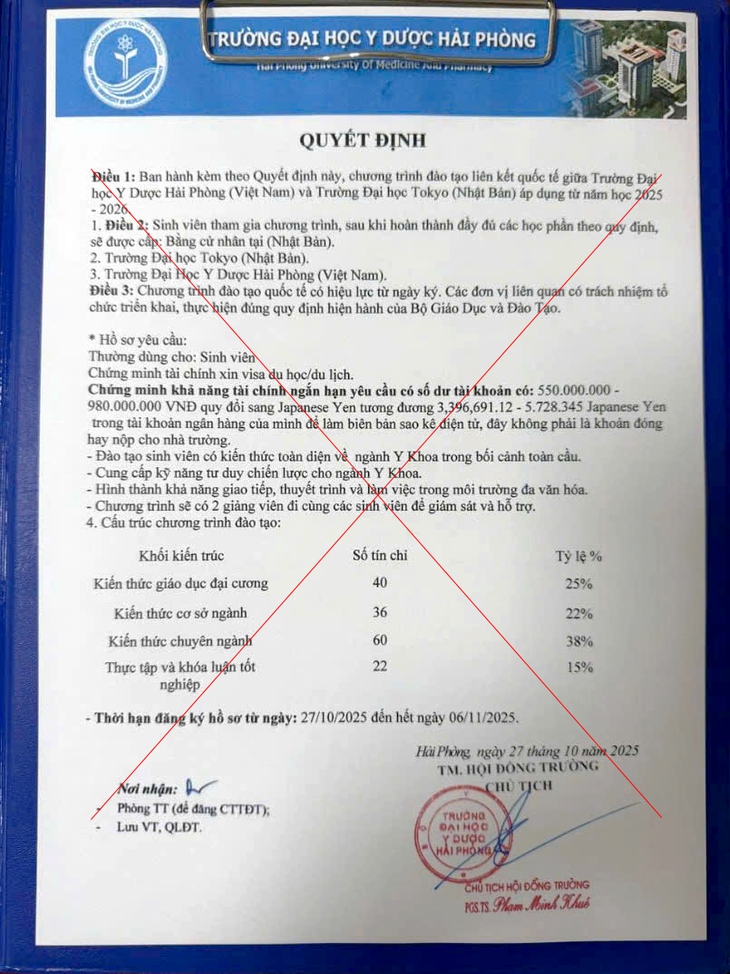 Trường Đại học Y Dược Hải Phòng cảnh báo văn bản giả mạo đào tạo liên kết quốc tế- Ảnh 1. Trường Đại học Y Dược Hải Phòng cảnh báo văn bản giả mạo đào tạo liên kết quốc tế- Ảnh 1.