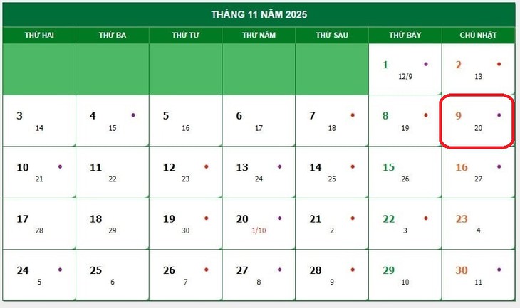 Lịch âm 9/11 - Âm lịch hôm nay 9/11 - Lịch vạn niên ngày 9/11/2025- Ảnh 1.