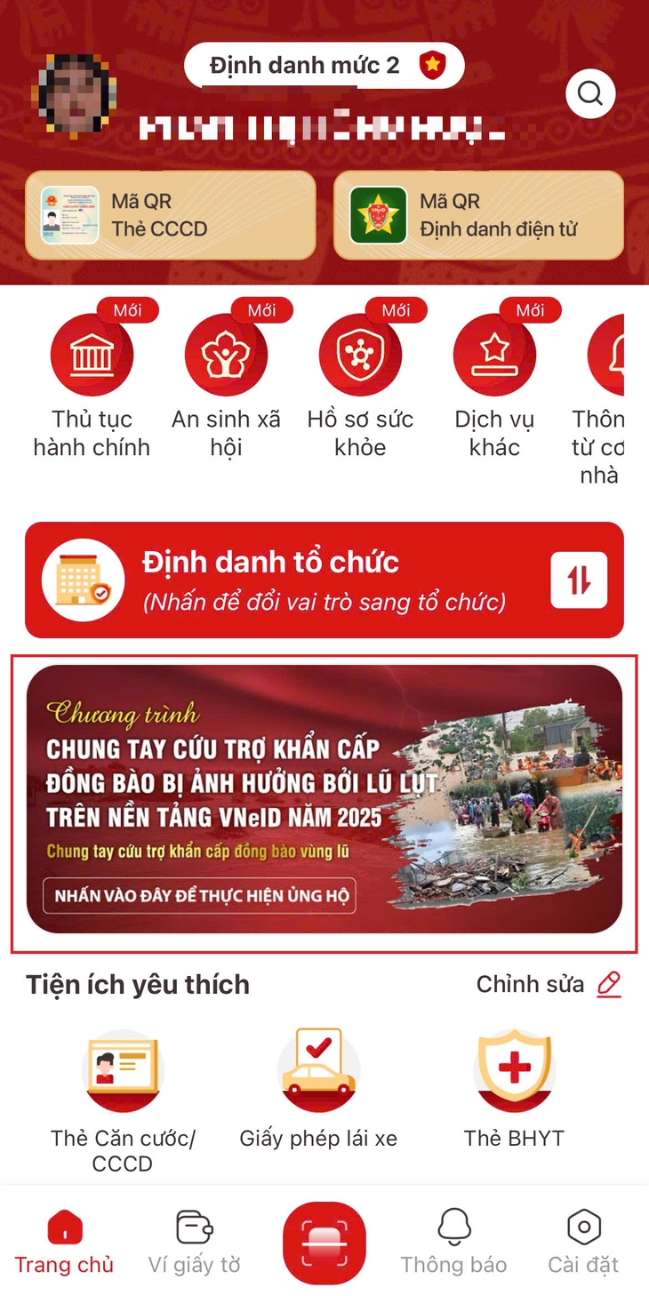 Cách ủng hộ đồng bào bị lũ lụt trên ứng dụng VNeID- Ảnh 1.