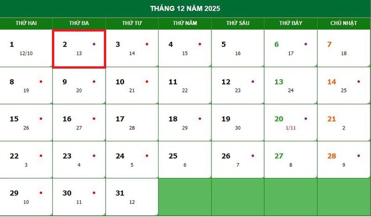 Lịch âm 2/12 - Âm lịch hôm nay 2/12 - Lịch vạn niên ngày 2/12/2025- Ảnh 1. Lịch âm 2/12 - Âm lịch hôm nay 2/12 - Lịch vạn niên ngày 2/12/2025- Ảnh 1.