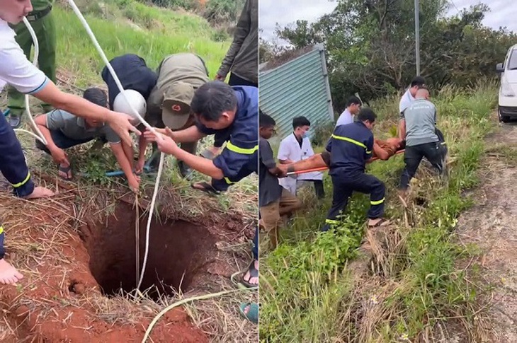 Video giải cứu nam thanh niên rơi xuống hố sâu 10m khi đi làm rẫy- Ảnh 1. Video giải cứu nam thanh niên rơi xuống hố sâu 10m khi đi làm rẫy- Ảnh 1.