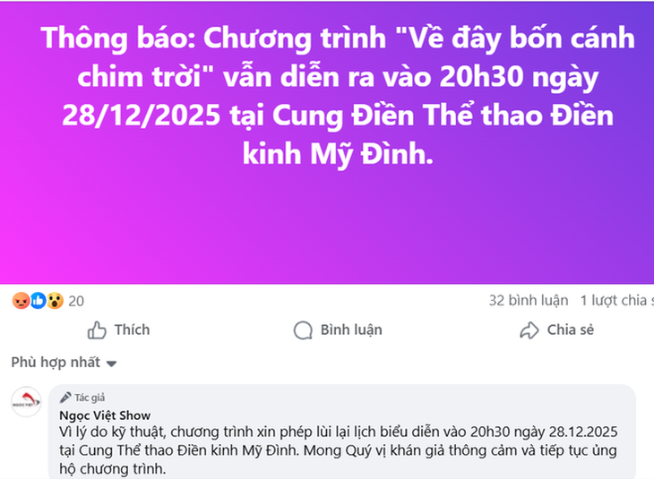 Đêm nhạc 'Về đây bốn cánh chim trời' hủy giờ chót, nghệ sỹ, khán giả bức xúc- Ảnh 3.