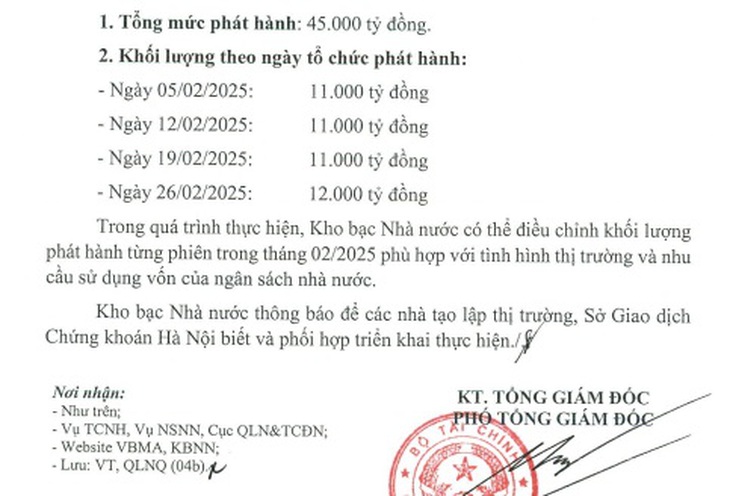 45.000 tỷ đồng trái phiếu Chính phủ dự kiến phát hành trong tháng 2- Ảnh 2.