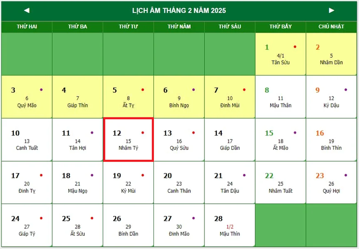 Lịch âm 12/2 - Âm lịch hôm nay 12/2 - Lịch vạn niên ngày 12/2/2025- Ảnh 1.