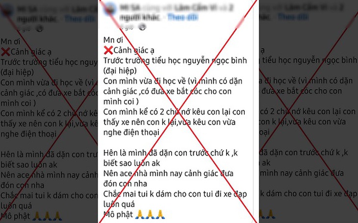 Đăng thông tin bắt cóc trẻ em sai sự thật, chủ tài khoản facebook bị mời lên công an làm việc- Ảnh 1. Đăng thông tin bắt cóc trẻ em sai sự thật, chủ tài khoản facebook bị mời lên công an làm việc- Ảnh 1.