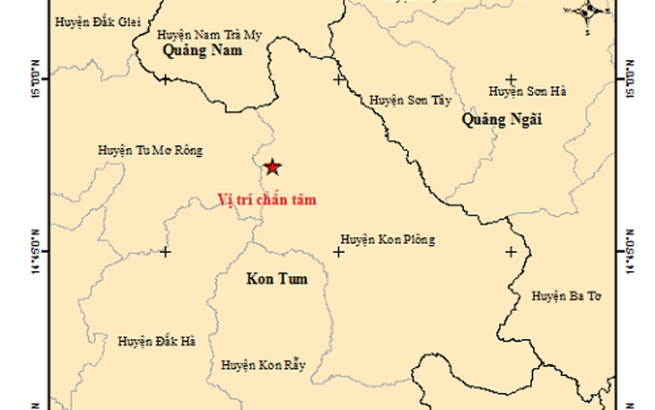 Lại động đất liên tiếp ở Kon Tum gây rung lắc