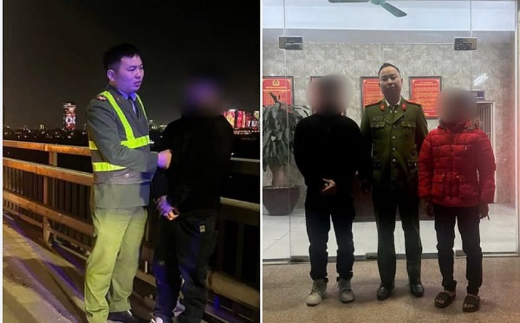 Ngăn chặn một thanh niên định nhảy cầu Nhật Tân- Ảnh 1.