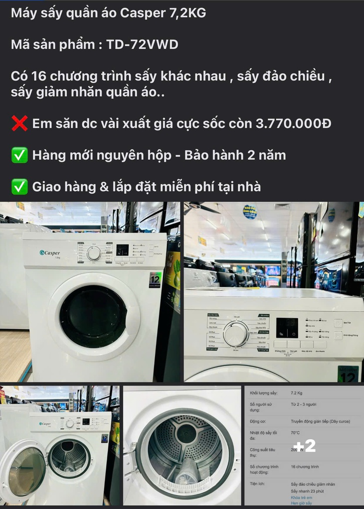 Máy sấy quần áo đua nhau giảm giá ‘sốc’ khi thời tiết nồm ẩm kéo dài- Ảnh 5. Máy sấy quần áo đua nhau giảm giá ‘sốc’ khi thời tiết nồm ẩm kéo dài- Ảnh 5.