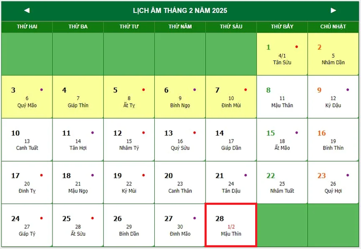 Lịch âm 28/2 - Âm lịch hôm nay 28/2 - Lịch vạn niên ngày 28/2/2025- Ảnh 1.