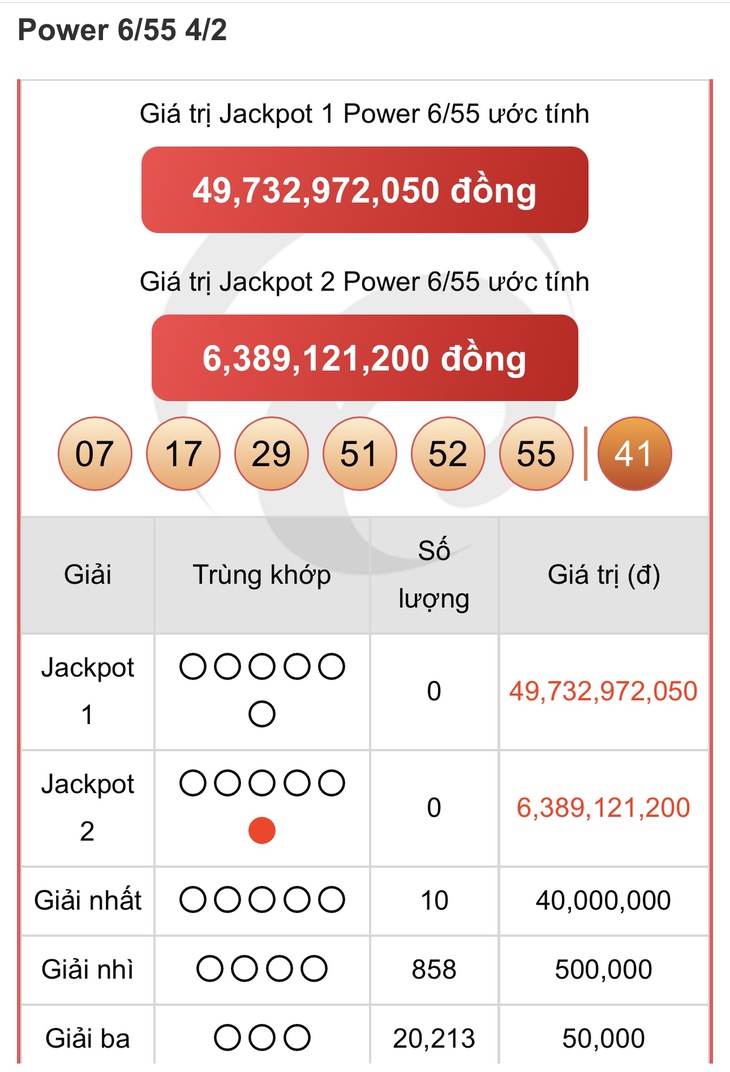 Vietlott 10/2 - Kết quả xổ số Vietlott hôm nay 10/2/2025 - Xổ số Mega 6/45 và Power 6/55 ngày 10/2- Ảnh 3. Vietlott 10/2 - Kết quả xổ số Vietlott hôm nay 10/2/2025 - Xổ số Mega 6/45 và Power 6/55 ngày 10/2- Ảnh 3.