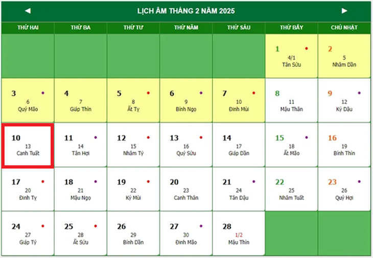 Lịch âm 10/2 - Âm lịch hôm nay 10/2 - Lịch vạn niên ngày 10/2/2025- Ảnh 1.