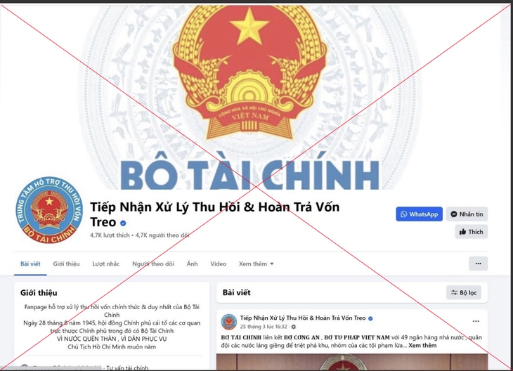 Cảnh báo trang facebook có tick xanh giả mạo Bộ Tài chính- Ảnh 1.