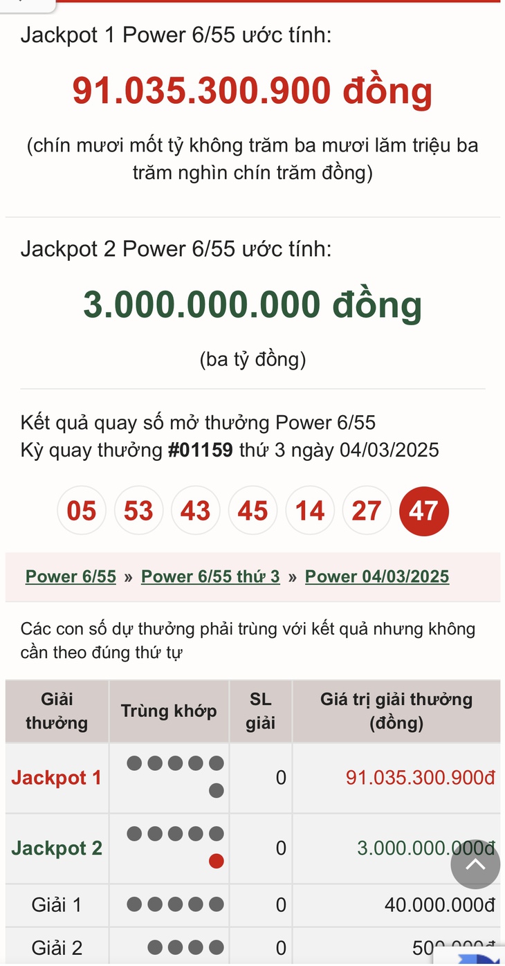 Vietlott 8/3 - Kết quả xổ số Vietlott hôm nay 8/3/2025 - Xổ số Power 6/55 ngày 8/3- Ảnh 3. Vietlott 8/3 - Kết quả xổ số Vietlott hôm nay 8/3/2025 - Xổ số Power 6/55 ngày 8/3- Ảnh 3.