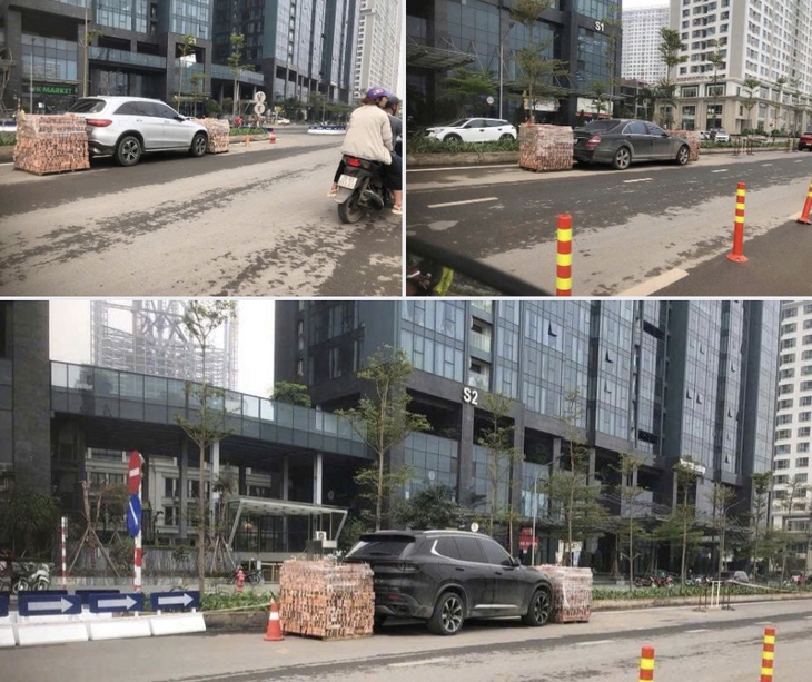 Xếp gạch chặn ô tô ở Hà Nội, coi chừng bị xử lý hình sự- Ảnh 1.