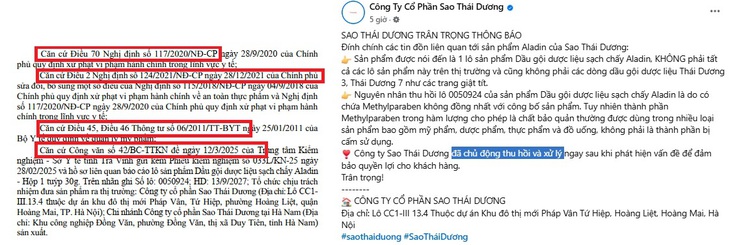 Sao Thái Dương có dấu hiệu bịa đặt thông tin vụ thu hồi Dầu gội Aladin?- Ảnh 3. Sao Thái Dương có dấu hiệu bịa đặt thông tin vụ thu hồi Dầu gội Aladin?- Ảnh 3.
