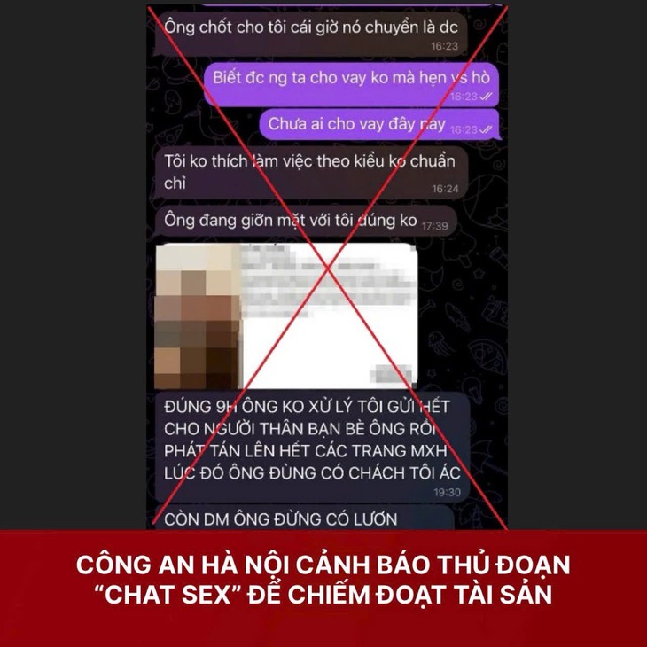 Công an Hà Nội cảnh báo thủ đoạn ‘chat sex’ để chiếm đoạt tài sản- Ảnh 1.