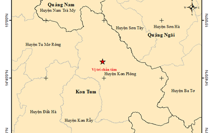 Lại xảy ra 2 trận động đất ở Kon Tum
