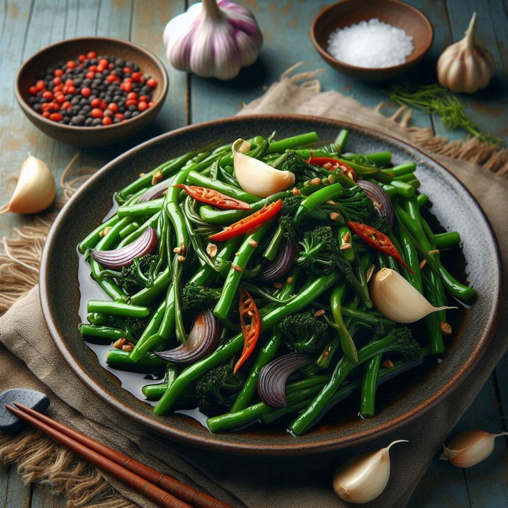 rau muong xao tỏi